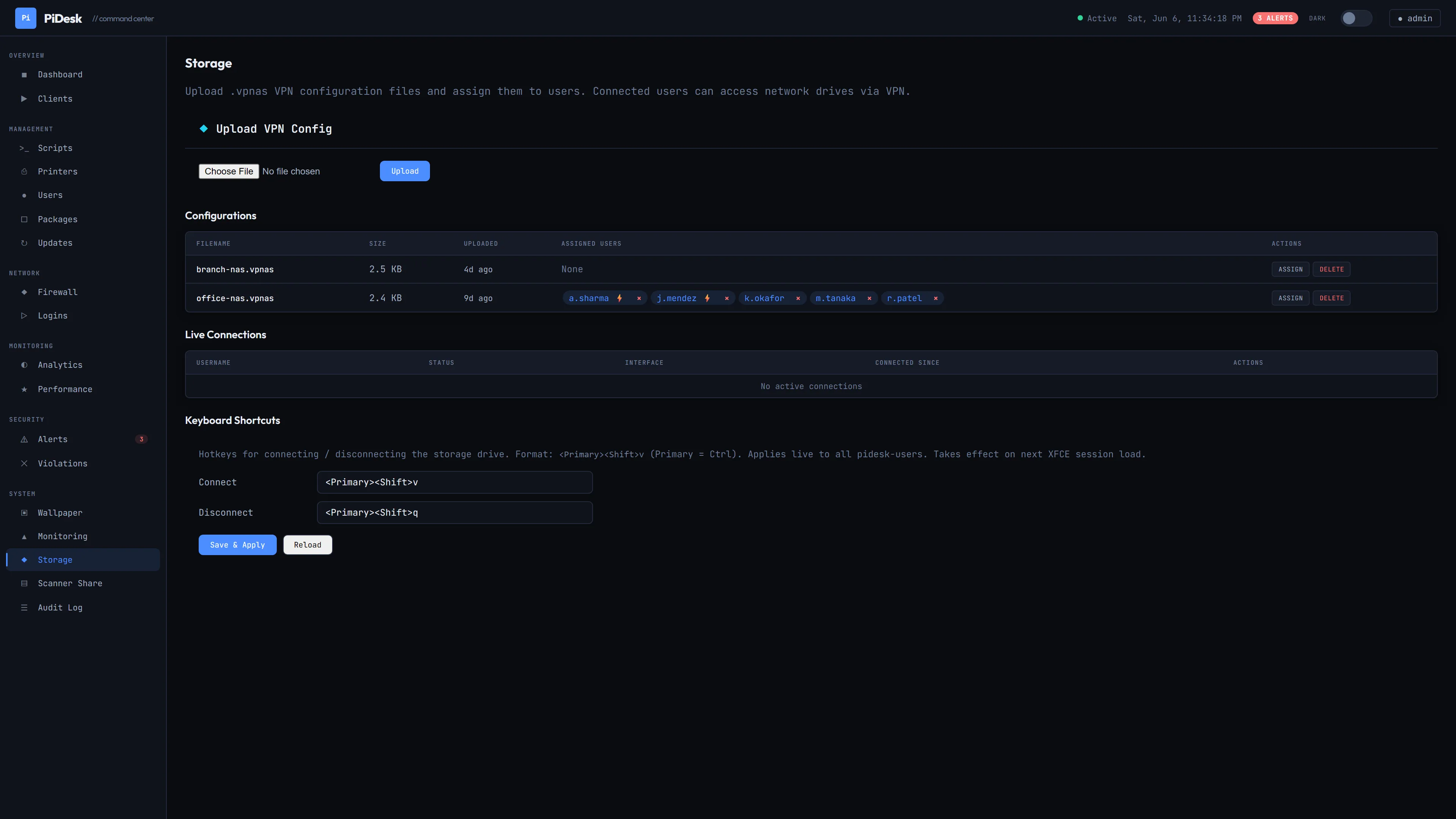 Cloud storage, mounted on login